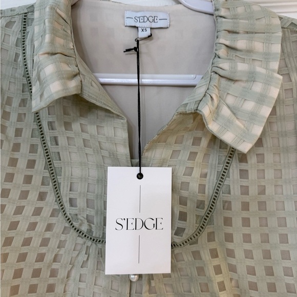 S’Edge Light Green Checkered Dress - Picture 3 of 9